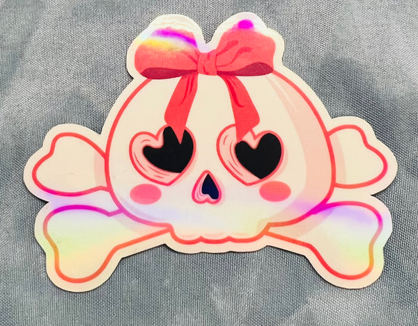 STICKER- Pink Skull- Holographic A08 #04